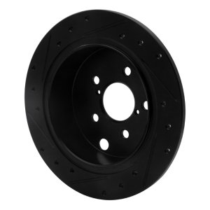 Subaru XV Crosstrek Brake Rotor (1) - Rear Right - R1 Concepts - Drilled & Slotted - Black - `12-`23